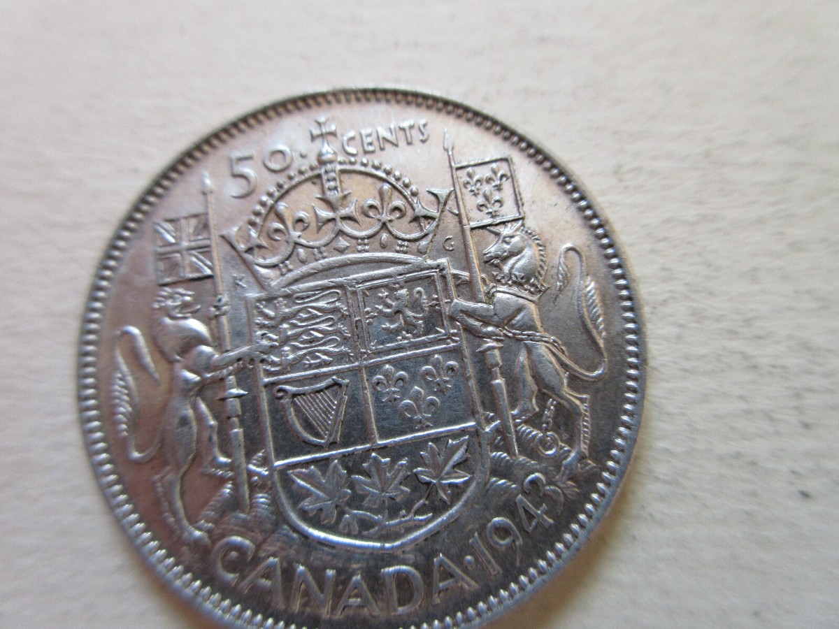 1943 Canada Silver Half Dollar Coin. NICE GRADE 50 Cents (RJ971
