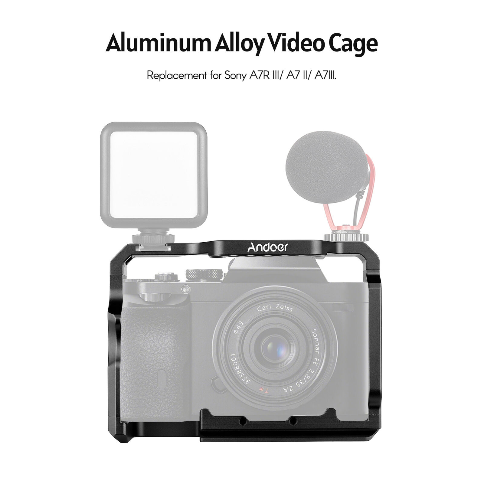 Andoer Kamerakäfig Set aus Aluminiumlegierung für Sony A7R III A7 II A7III