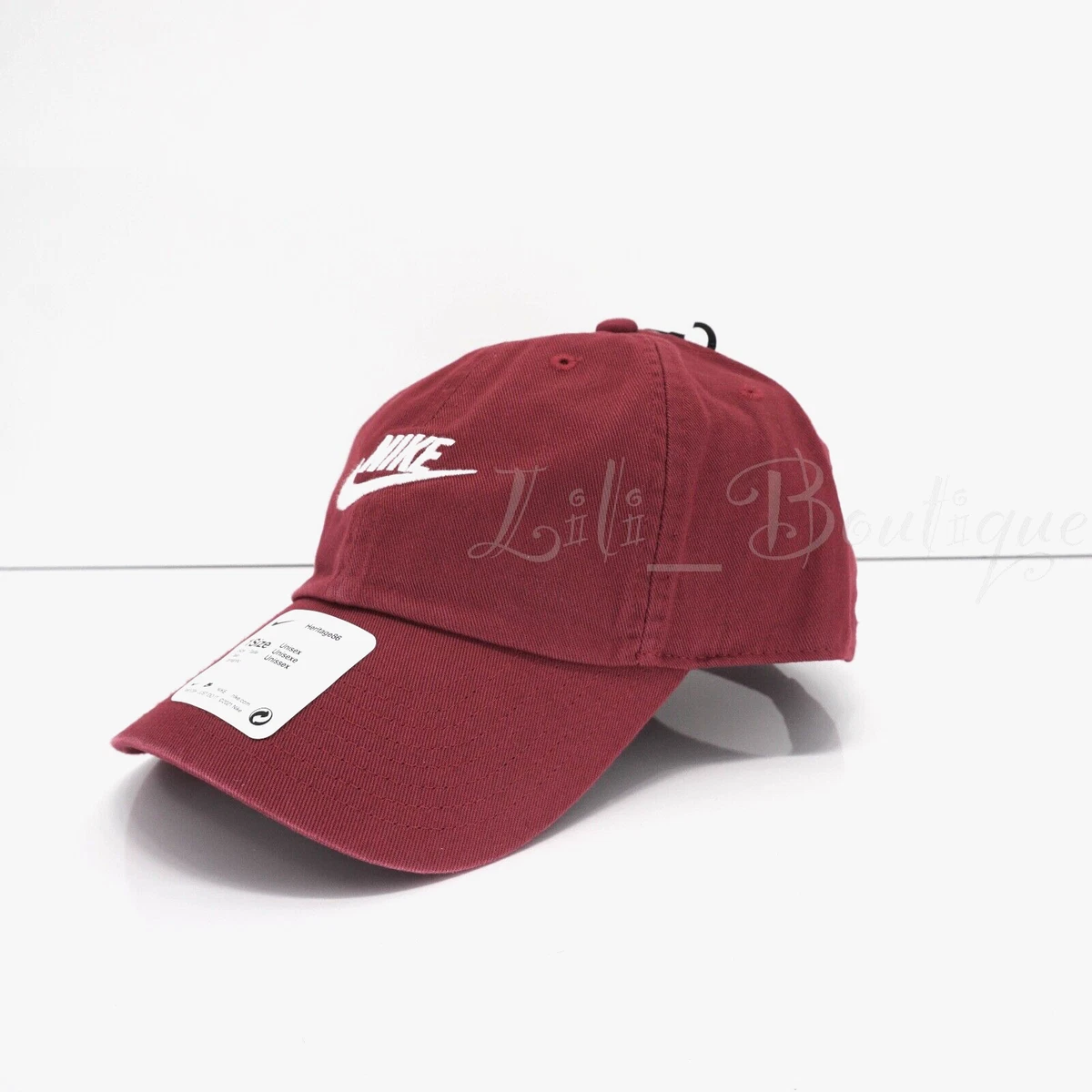 NWT Nike 913011-690 Sportswear Heritage86 Futura Washed Adjustable Hat Dark  Red