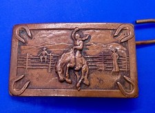 Bronc Riding Lucky Horseshoe Ranch Rider Western Cowboys Rodeo Vtg. Belt Buckle