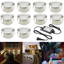 10 PCS Low Voltage LED Yard Patio Step Deck Lighting Kit Stainless Steel Garden