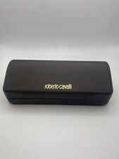 ROBERTO CAVALLI BROWN CLAMSHELL HARD SUNGLASS CASE WITH CLEANING CLOTH
