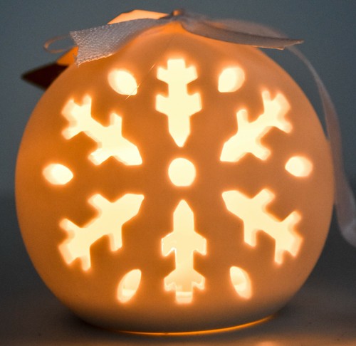 LED Ceramic Ornament SNOW FLAKE Merry Brite - Picture 2 of 7