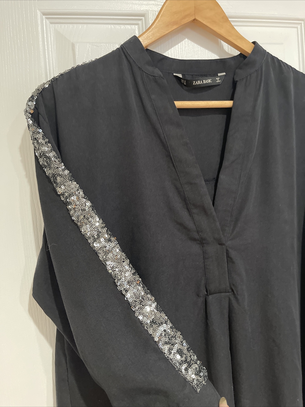 ZARA BASIC Tunic Dress Pullover Sequins Black Lyo… - image 2