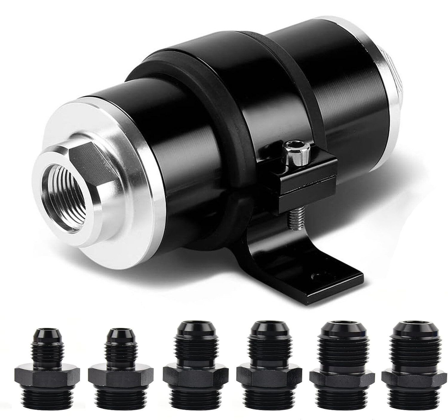 30 Micron Inline Fuel Filter with Billet Aluminum Bracket AN6/AN8/AN10