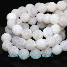 Natural 8mm White Dream Fire Agate Gemstone Round Loose Beads 15" AAA