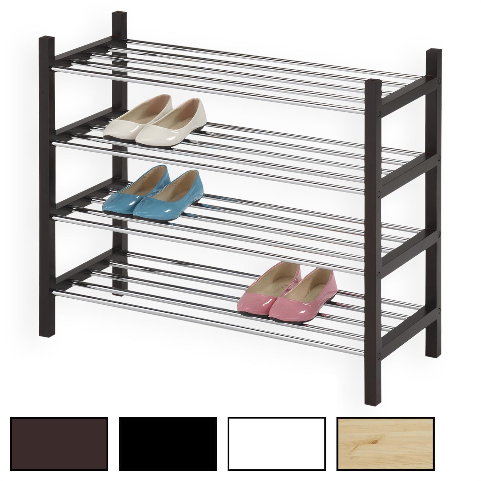 Meuble à chaussures RESA 4 niveaux pour 16 paires de baskets et talons en métal noir