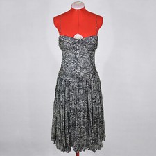 VALENTINO NEW Gray A-Line Cocktail Silk Dress with Floral Pattern Size S 40 6