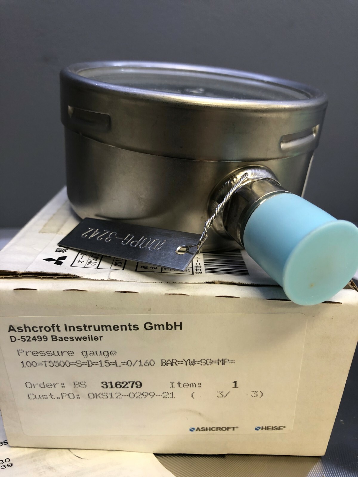 Ashcroft T5500 Stainless Steel Pressure Gauge 0160 bar 100mm Dial eBay