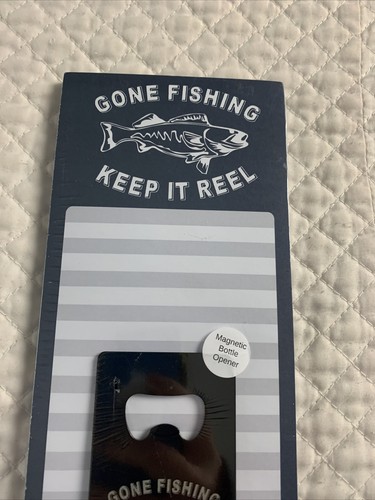 Wellspring Magnetic Notepad & Bottle Opener "Gone Fishing Keep it Reel" - Picture 4 of 7