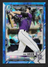 ZAC VEEN 2021 Bowman Chrome SAPPHIRE Prospect Base / Colorado Rockies ⭐ MINT