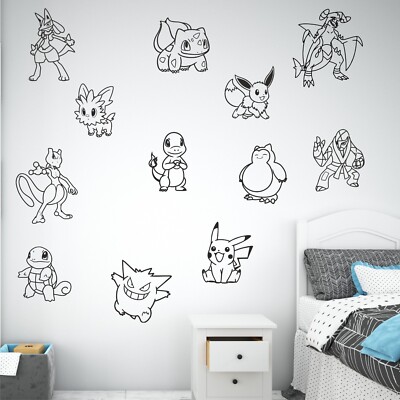 Name Wanddekor Pikachu Charmander, Squirtle, Evyee und mehr Kinder Mädchen Jungen
