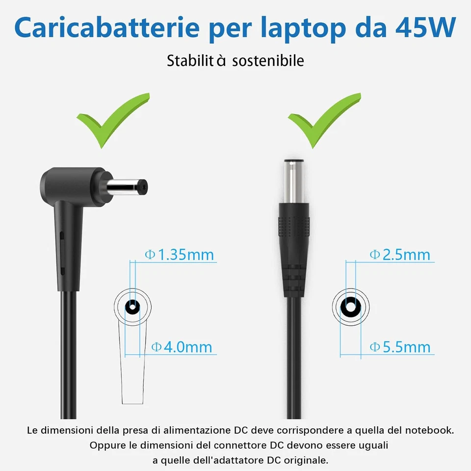 Caricabatterie 45W Alimentatore 19V Caricabatteria per ASUS Vivobook 14 15 S14 S - Immagine 3 di 4