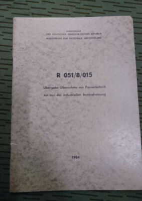 NVA DV R 051/8/015 TRANSFER AND TAKEOVER OF TANK TECHNOLOGY, T55, SPW 40P2, T72