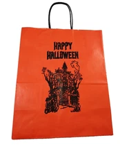 VINTAGE LARGE HALLOWEEN TRICK OR TREAT CANDY BAG. 60s, Skull,Ghost,Haunted House