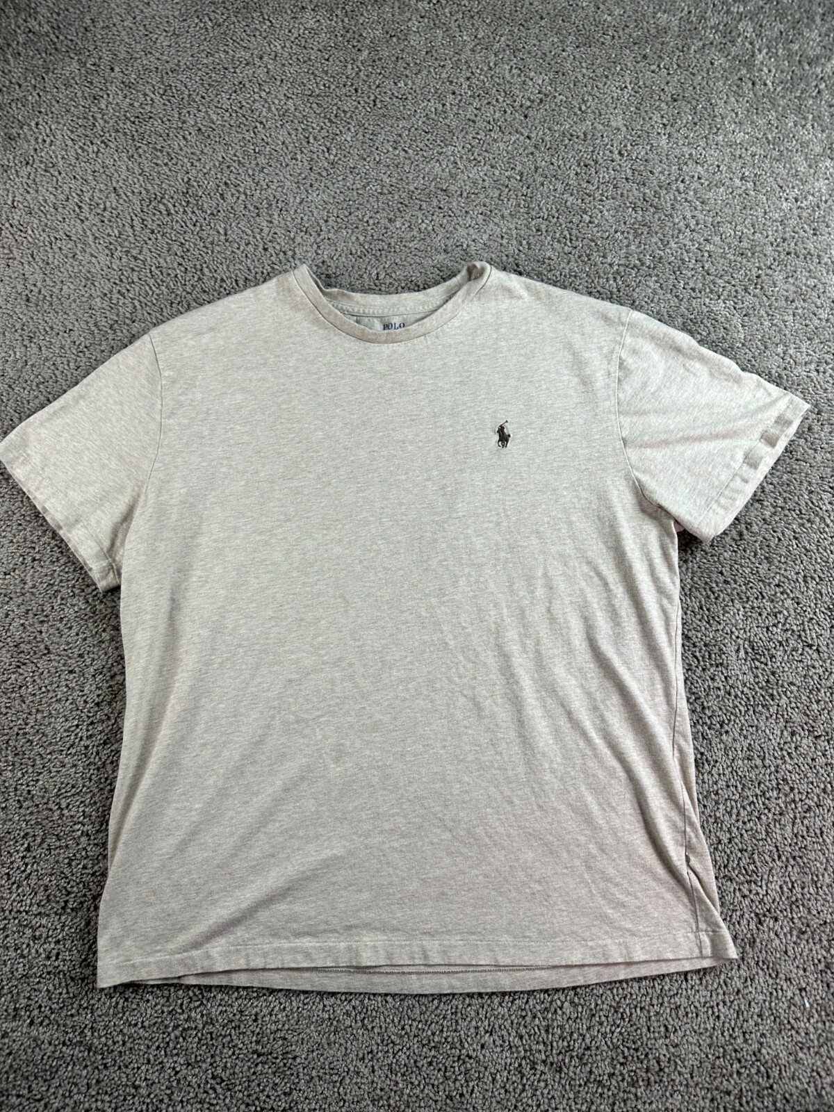 Polo Ralph Lauren camicia uomo grande biege marrone pony vestibilità classica manica corta