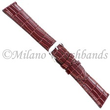 18mm deBeer Burgundy Wild Alligator Grain Genuine Leather Mens Band Regular 74