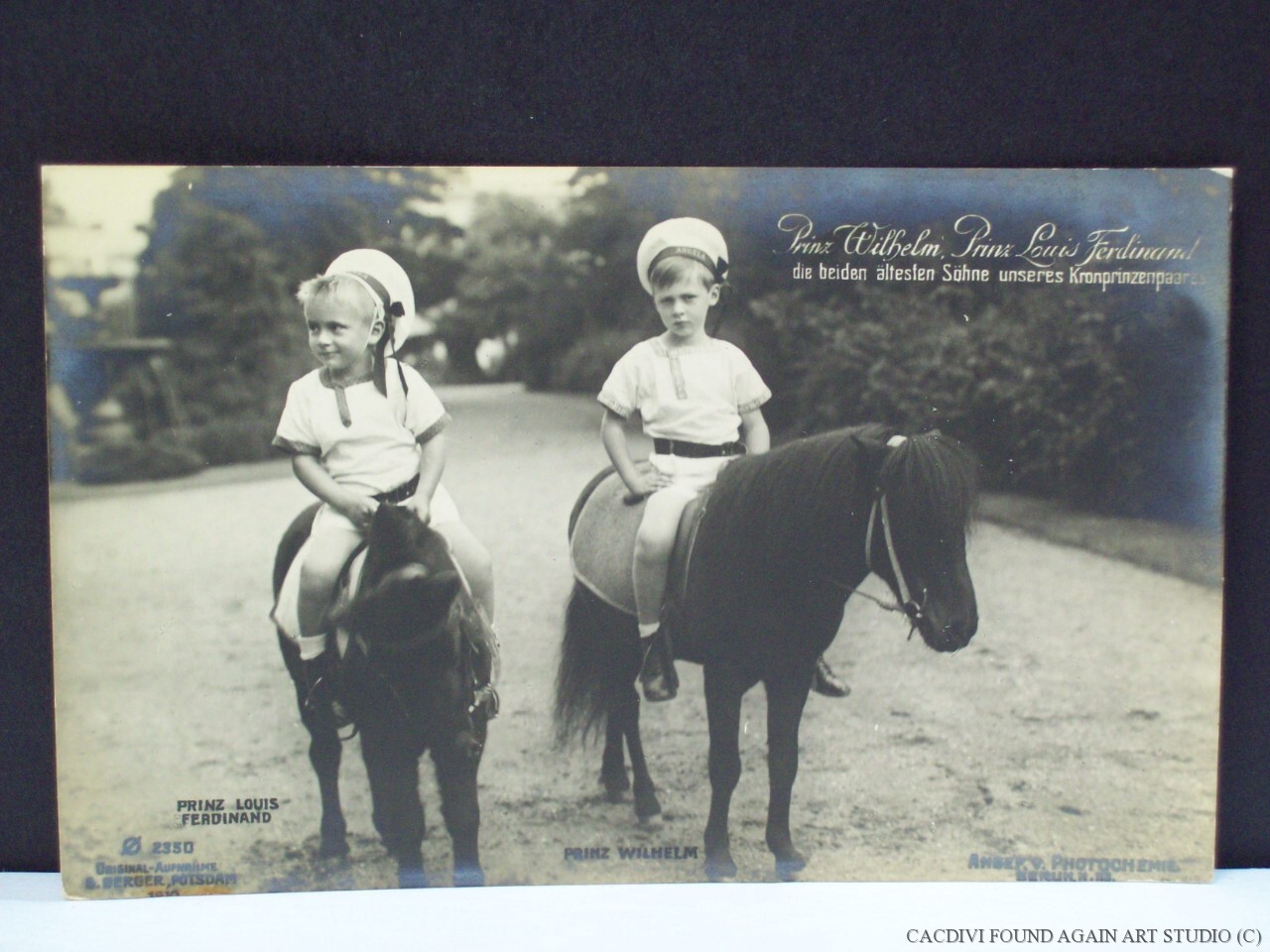 RPPC Crown Prince Wilhelm Germany Sons Real Photo Postcard Royalty Ride Pony Old