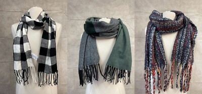 Lot of 3 - Women's Fringe Scarves Multicolor One Size (#1)