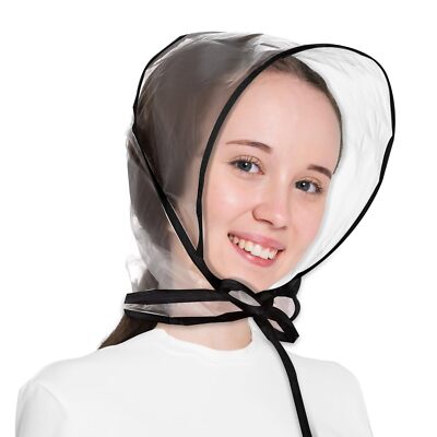 12 Pcs Clear Waterproof Rain Bonnet Plastic Rain Scarf with Visor for Women  Lady
