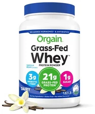 Orgain Grass Fed Whey Protein Powder Vanilla 21g Protein 1g Sugar 20 Servings