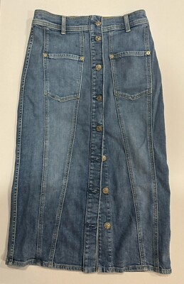 7 For All Mankind Jeans Skirt 25 3 quarters buttons pockets skirt high waist