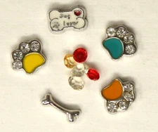 Dog Lover Floating Charms: Living Memory Locket: Paws Bone Dog Lover