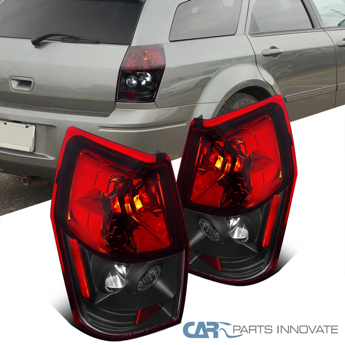 Fits 05-08 Dodge Magnum Black Red Tail Brake Lamps Pair Left+Right | eBay