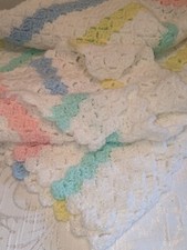 Beautiful New Handmade Crochet Baby Blanket/Afghan Pastel Pink/White/Blue/Yellow