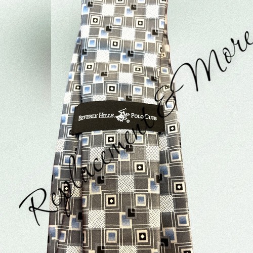 NWOT Beverly Hills Polo Club Blue/Gray Classic 100% Silk Mens Neck Tie 3.75” - Picture 2 of 3