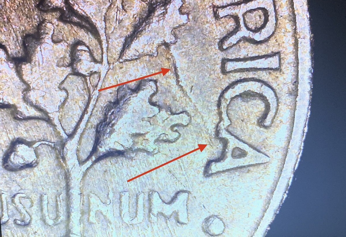 1966 Roosevelt dime no mint mark, Distorted Lettering/errors Thru
