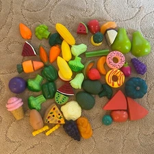 50+ Plastic Foods lot Fruits Vegies Donut Ice Cream Corn Broccoli Melon etc