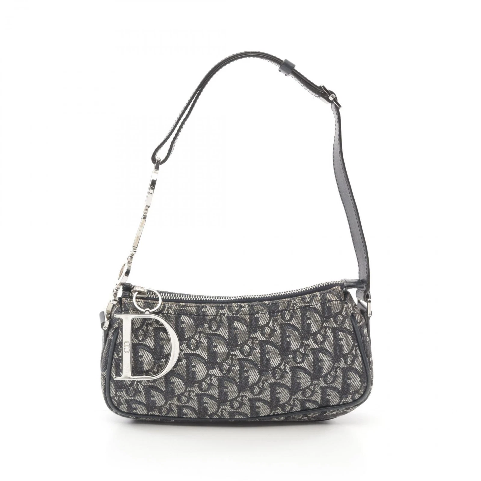 Sac à main Dior Trotter toile cuir gris marine occasion femme SHW CD