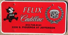 N.o.s. Felix Cadillac Rare Vintage Los Angeles Dealer License Plate Frame Insert N.o.s. Felix Cadillac Rare Vintage Los Angeles Dealer License Plate Frame Insert