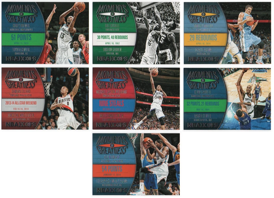 Juego completo de 25 cartas Hoops Moments of Greatness 2014-15 LeBron Kobe Bryant + Foto 3 de 3