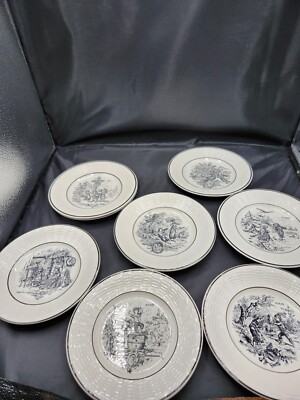 Digoin Sarreguemines Les Mois Crepe Plates Black & White - Variations 7 Differen