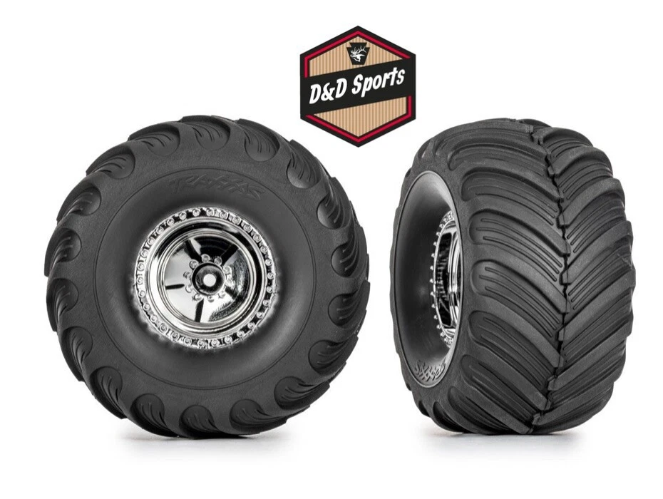 Traxxas 9867 - Tires & wheels, (chrome 1.2" wheels, Terra Groove) TRX-4MT - Image 1 of 1