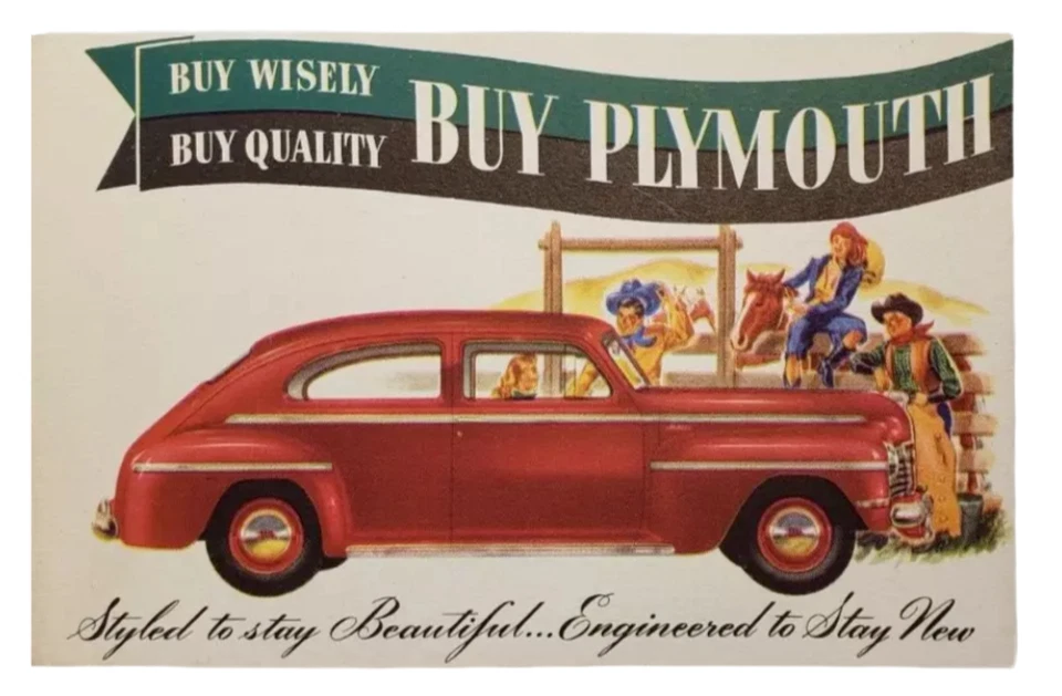 Folleto postal promocional de ventas de concesionario especial de lujo Plymouth P-12 1941 Foto 2 de 4