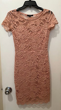 Fashion Nova: Cassi Lace Dress, Scoop Neck, Color: Mauve, Size: Small