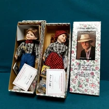 Pair of Gustave Wolff Porcelain Dolls Millie + Matt Wimbledon Coll. w/ COA 