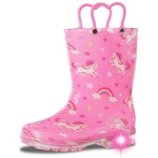 Toddler Rain BootsWaterproof Light Up Kids Rain Boots with Easy-on Handles fo...