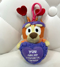 Bluey Bingo Plush Keychain 7 in Orange/Purple Heart "You Are My Favorite Thing"