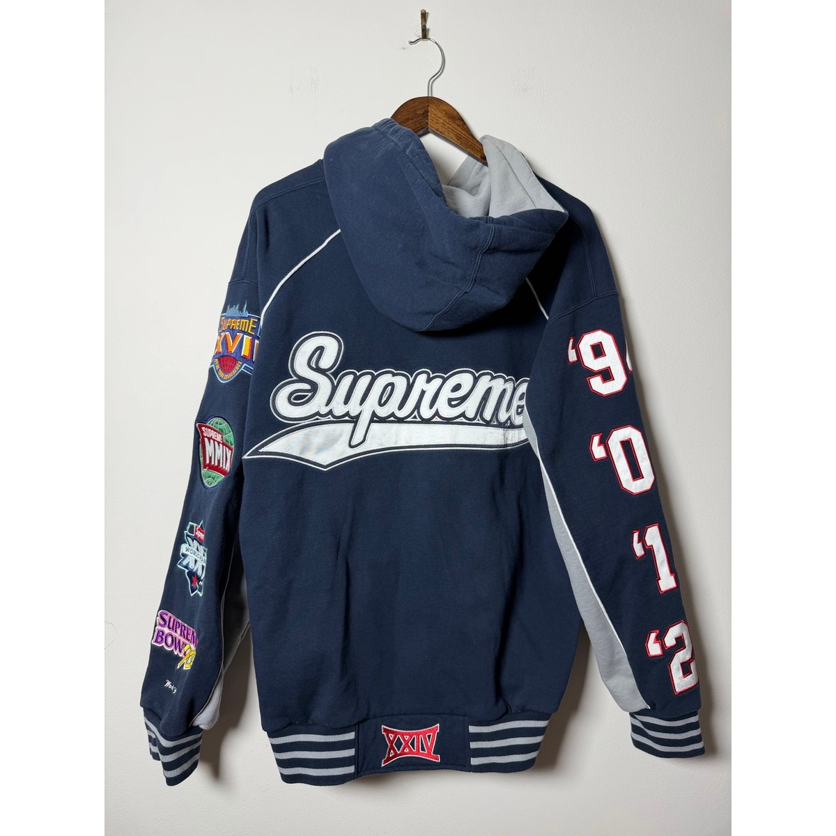 Supreme Playoffs Zip Up Hooded Sweatshirt Navy | eBay