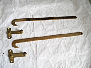 Brass desk lid stays hooks set French furniture salvage 1900s