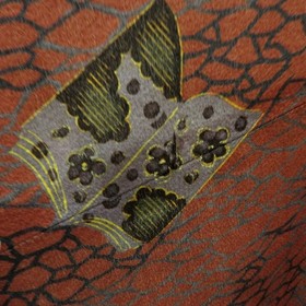 Antique Komon kimono Silk Mesh-like booklet pattern Brown 57.7inch Women's