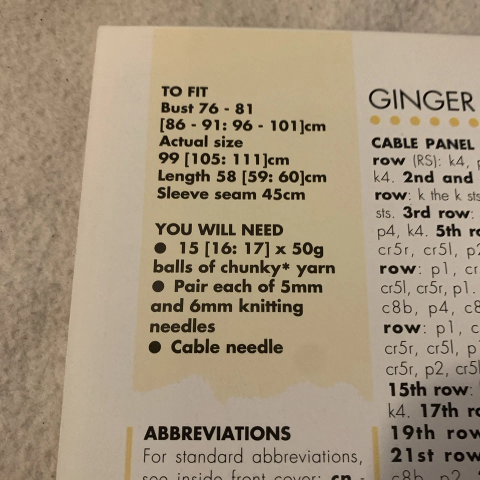 VINTAGE CREATIVE NEEDLES PATTERN GINGER TOPPING KNITTING PATTERN IN CHUNKY YARN - Image 4 of 4