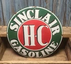 Vintage Sinclair HC Gasoline Porcelain Metal Gas Pump Plate Sign