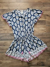Matilda Jane Women's Size Small Blue And White Romper