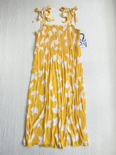 Diane Von Furstenberg x Target Smocked Tie Strap Ginkgo Yellow Midi Dress 1X