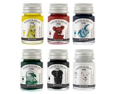 Octopus Write and Draw Ink Set BASIC BRIGHT, Schreib- und Zeichentinte, 6x10 ml
